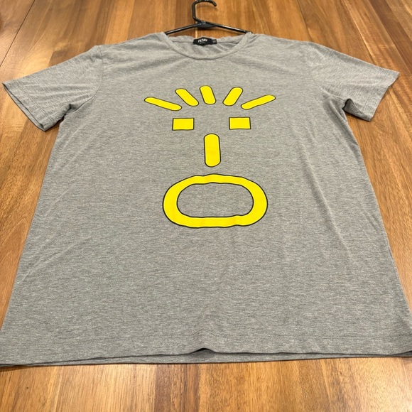 Authentic Fendi Roma Graphic Face T-Shirt Gray Yellow Made in Italy Men’s XL